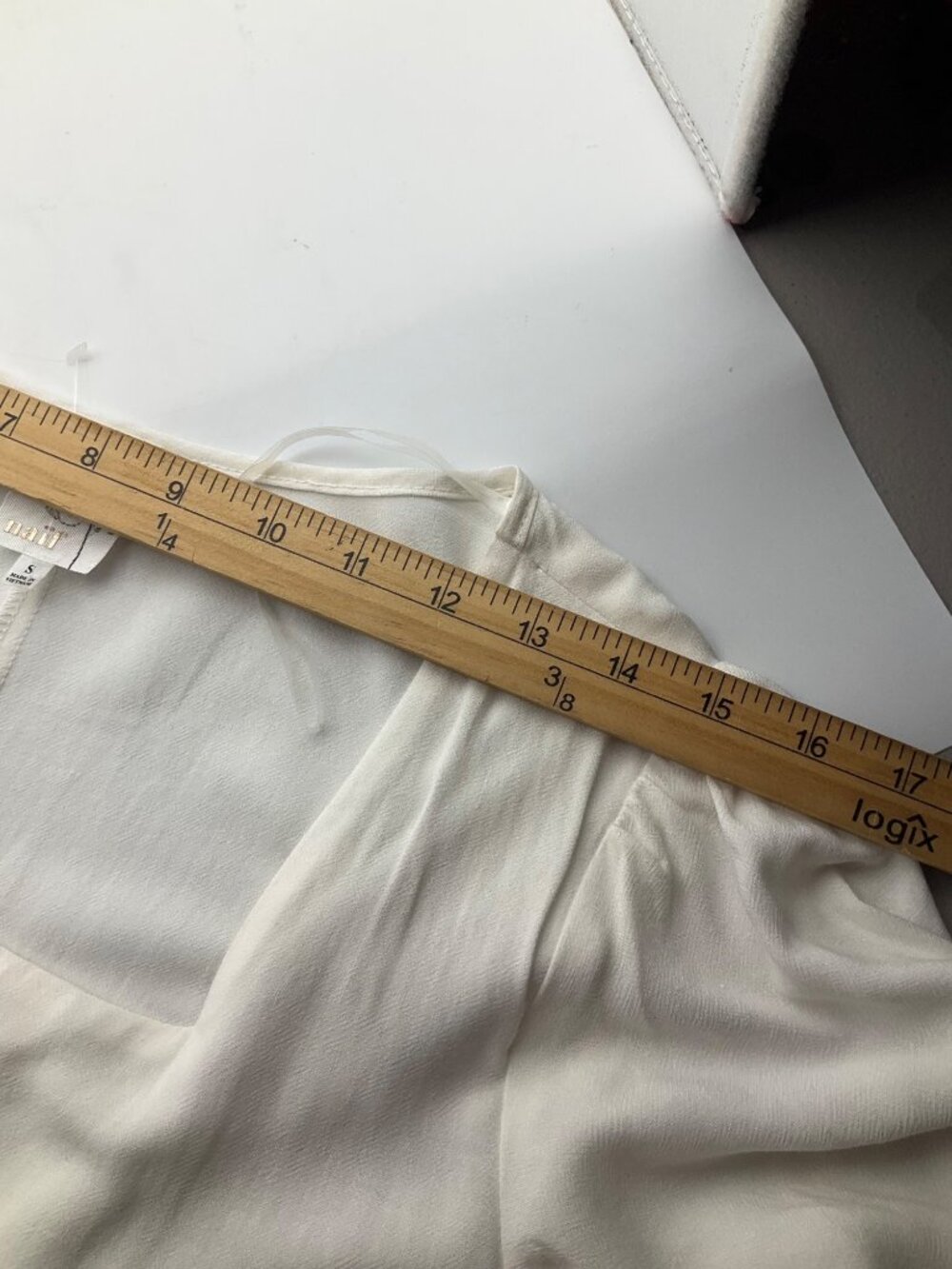New Naif Anthropologie S Cream Flowy Button Short Dress Linen Blend Minimalist - Picture 9 of 13